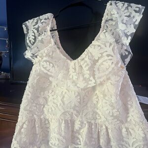 Anthropologie White Floral Lace Blouse